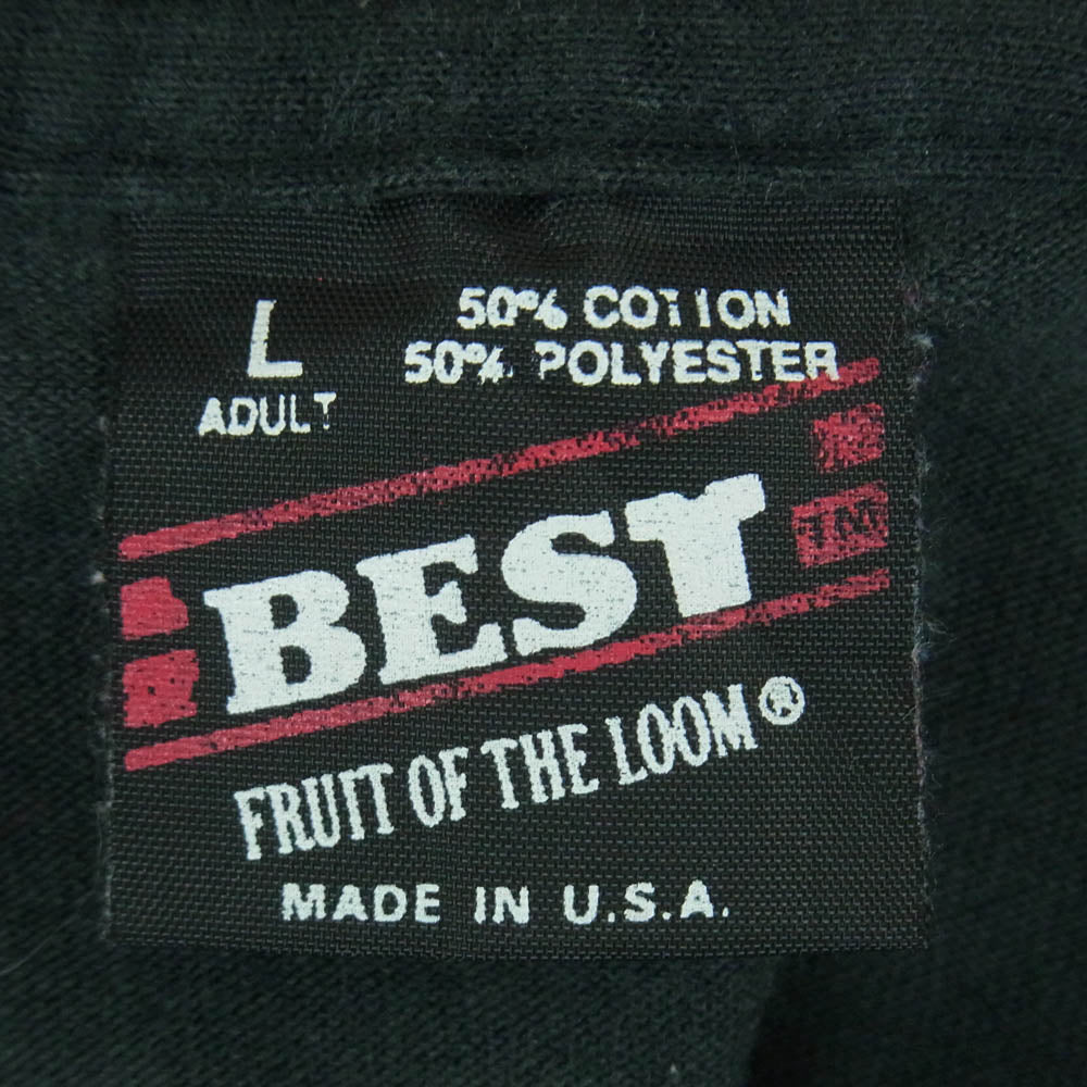 ヴィンテージ 90s USA製 FRUIT OF THE LOOM 黒タグ プリント 半袖 Tシャツ ダークグレー系 黒に近いダークグレー系 L【中古】