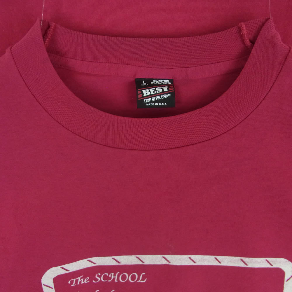 ヴィンテージ 90s USA製 FRUIT OF THE LOOM 黒タグ プリント 半袖 Tシャツ フューシャ系 ピンク系 L【中古】