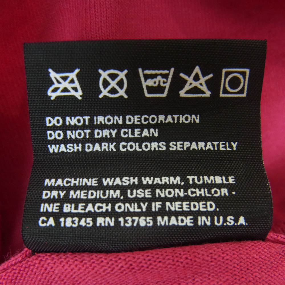 ヴィンテージ 90s USA製 FRUIT OF THE LOOM 黒タグ プリント 半袖 Tシャツ フューシャ系 ピンク系 L【中古】