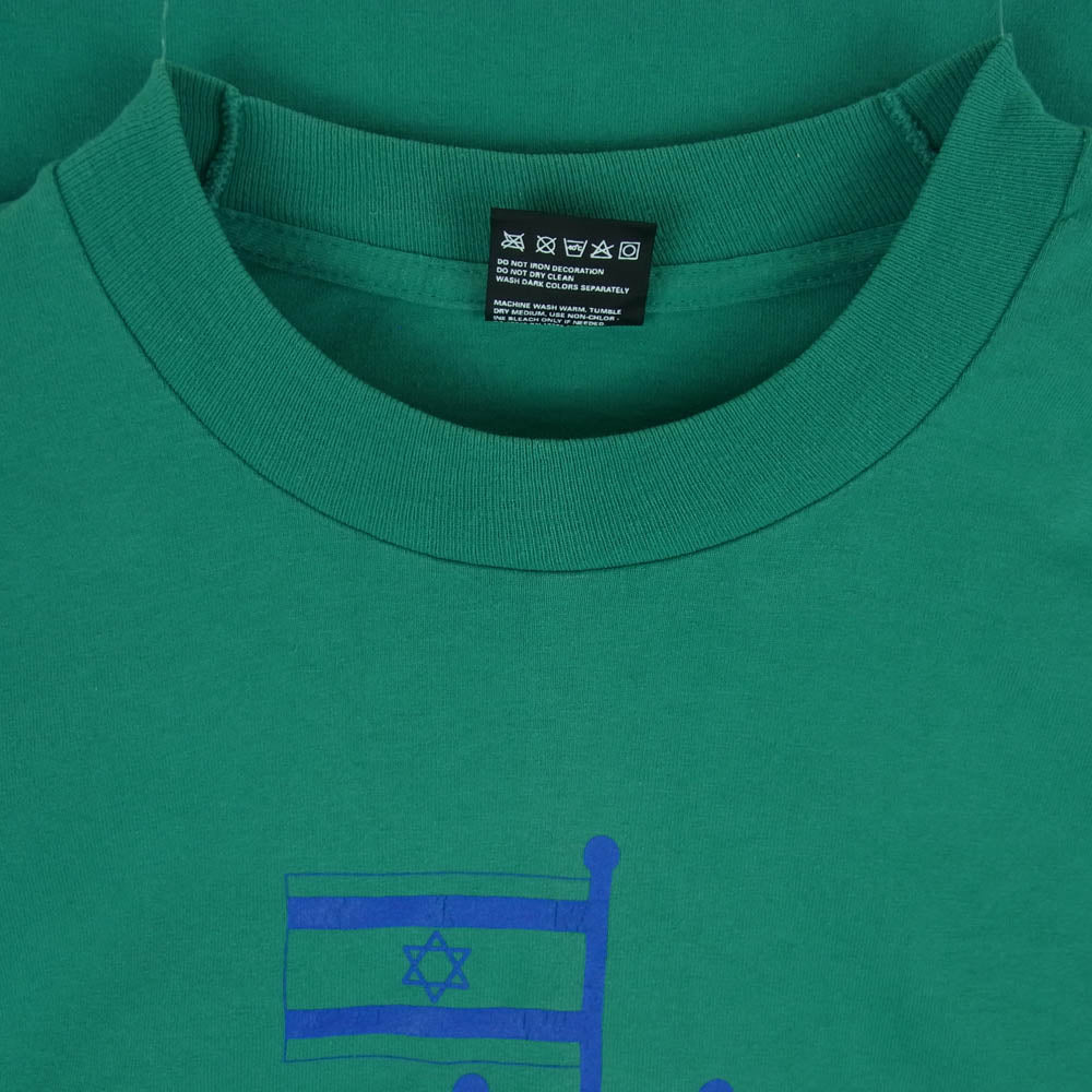 ヴィンテージ 90s USA製 FRUIT OF THE LOOM 黒タグ プリント 半袖 Tシャツ グリーン系 L【中古】