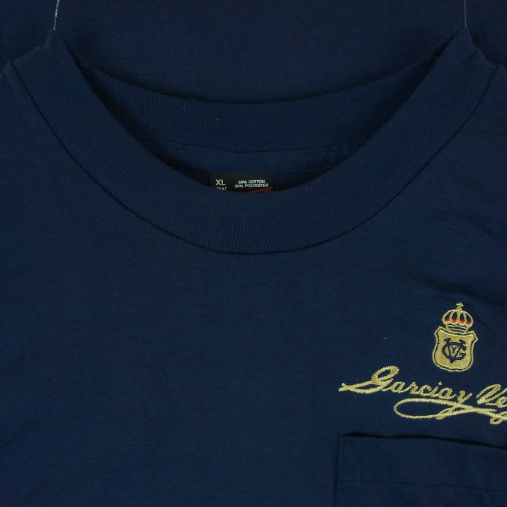 ヴィンテージ 90s USA製 FRUIT OF THE LOOM 刺繍 ポケット 半袖 Tシャツ ネイビー系 XL【中古】