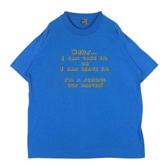 ヴィンテージ 90s USA製 FRUIT OF THE LOOM 黒タグ プリント 半袖 Tシャツ ブルー系 XL【中古】