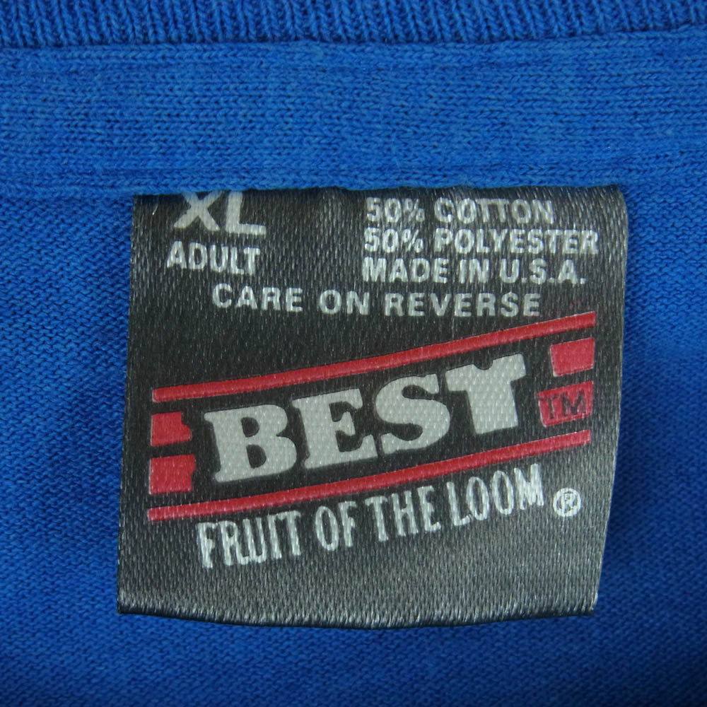 ヴィンテージ 90s USA製 FRUIT OF THE LOOM 黒タグ プリント 半袖 Tシャツ ブルー系 XL【中古】