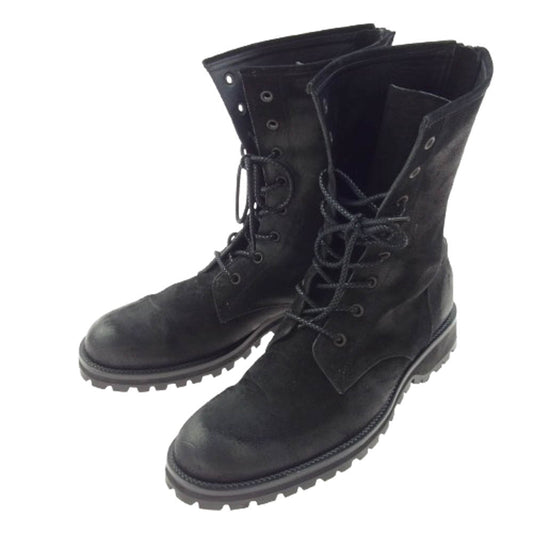 SHELLAC シェラック 41703 COW カウレザー レースアップ バックジップ スエード ブーツ ブラック系 41【中古】