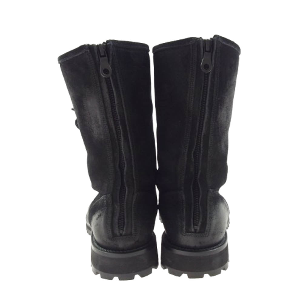 SHELLAC シェラック 41703 COW カウレザー レースアップ バックジップ スエード ブーツ ブラック系 41【中古】