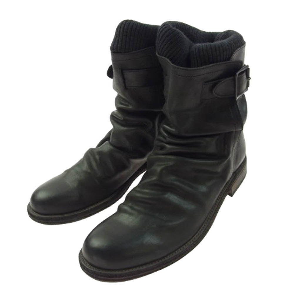 Moonage Devilment ムーンエイジデビルメント MFW013 ベルト付き リブ レザー ブーツ ブラック系 41【中古】