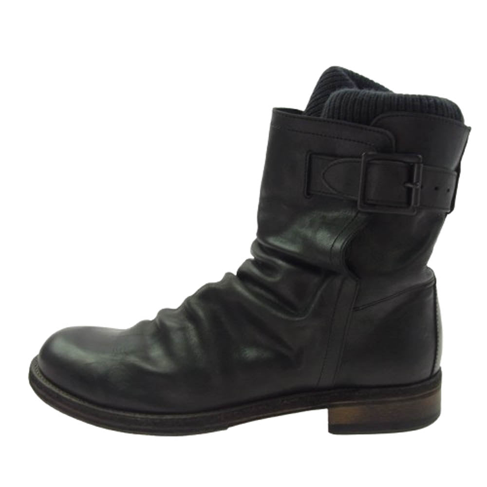 Moonage Devilment ムーンエイジデビルメント MFW013 ベルト付き リブ レザー ブーツ ブラック系 41【中古】