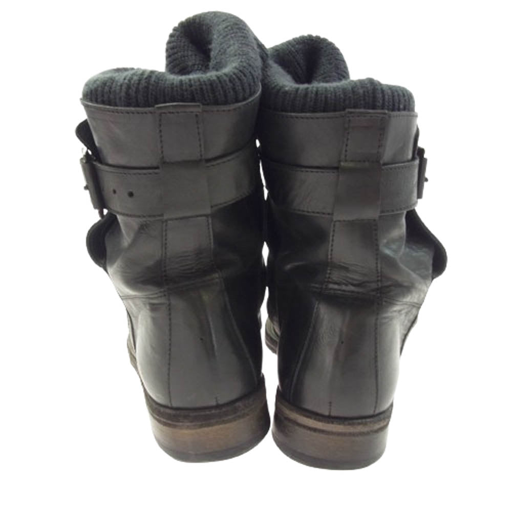 Moonage Devilment ムーンエイジデビルメント MFW013 ベルト付き リブ レザー ブーツ ブラック系 41【中古】