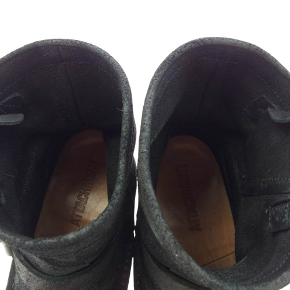 ATTACHMENT アタッチメント AA92-460 COW HIDE カウハイド ベルト付き モカシン エンジニア ブーツ ブラック系 42【中古】