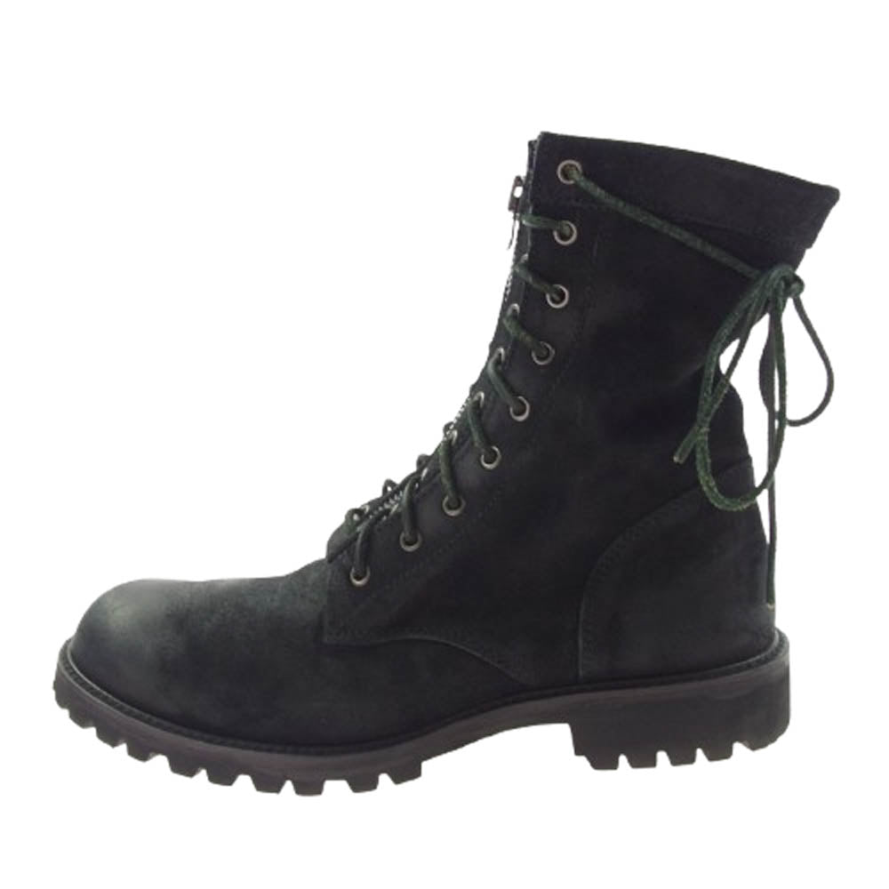 Moonage Devilment ムーンエイジデビルメント mfw-0008 COW LEATHER カウレザー レースアップ フロントジップ コンバット ブーツ ブラック系 41【中古】