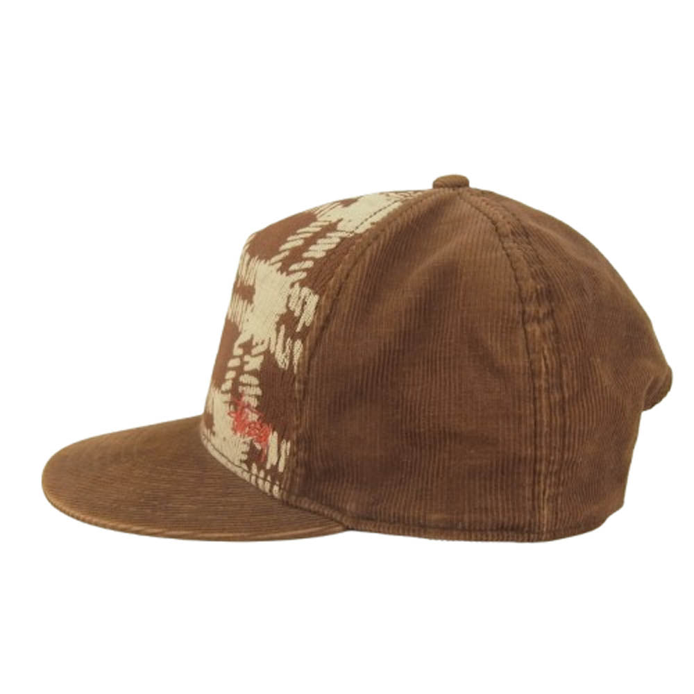 STUSSY ステューシー ロゴ刺繍 コーデュロイ キャップ コットン 中国製 ブラウン系 ONE SIZE【中古】