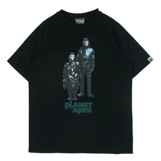 A BATHING APE アベイシングエイプ PLANET OF THE APES 猿の惑星 プリント Tシャツ 半袖 カットソー ブラック系 M【中古】
