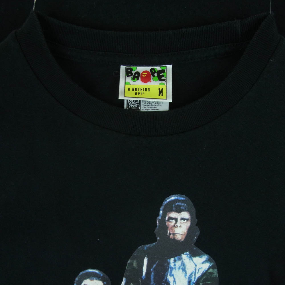 A BATHING APE アベイシングエイプ PLANET OF THE APES 猿の惑星 プリント Tシャツ 半袖 カットソー ブラック系 M【中古】