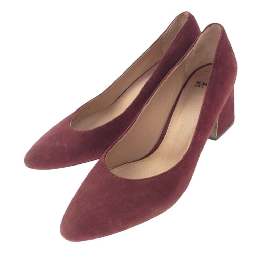 JIL SANDER ジルサンダー NAVY ベロア パンプス ヒール エンジ系 385【中古】