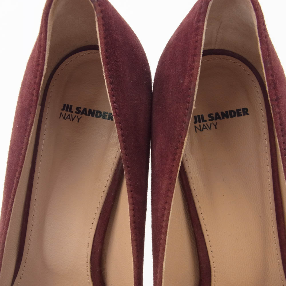 JIL SANDER ジルサンダー NAVY ベロア パンプス ヒール エンジ系 385【中古】