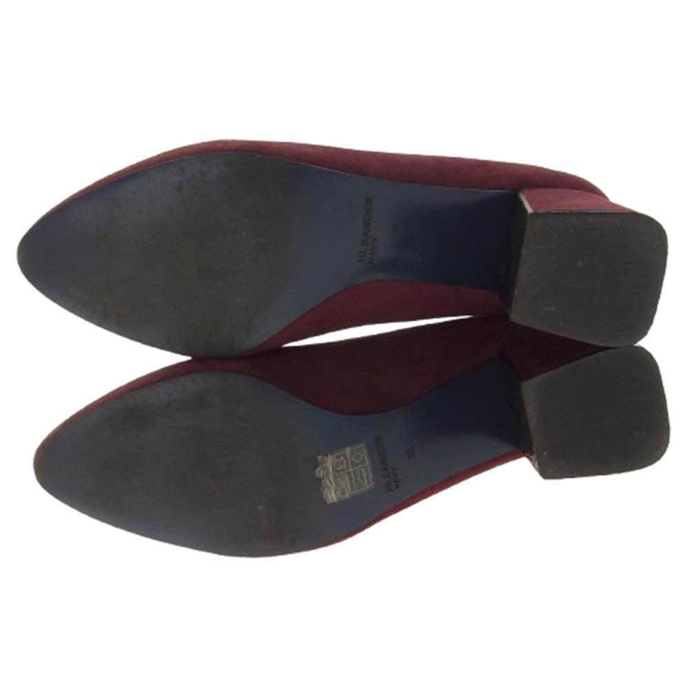 JIL SANDER ジルサンダー NAVY ベロア パンプス ヒール エンジ系 385【中古】