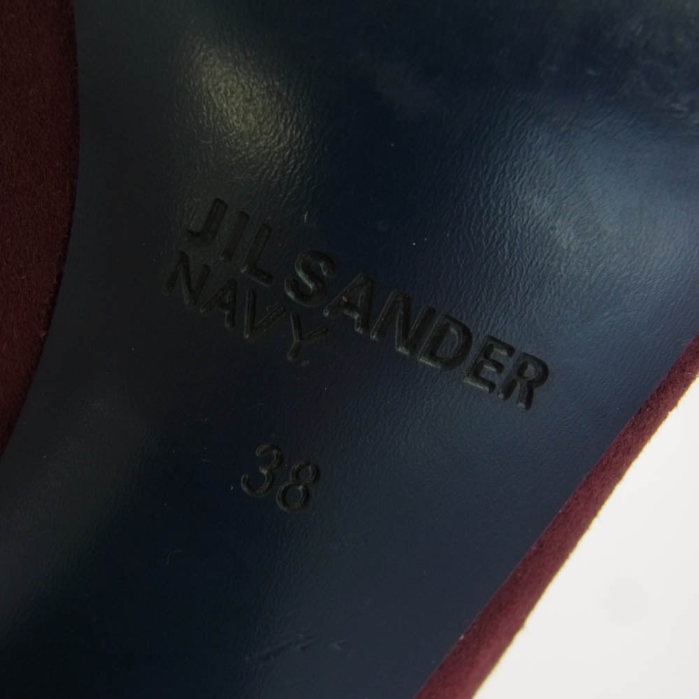 JIL SANDER ジルサンダー NAVY ベロア パンプス ヒール エンジ系 385【中古】