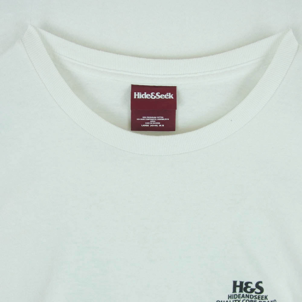 HideandSeek ハイドアンドシーク SOLID S/S TEE ソリッド ロゴプリント 半袖 Tシャツ コットン ホワイト系 L【中古】