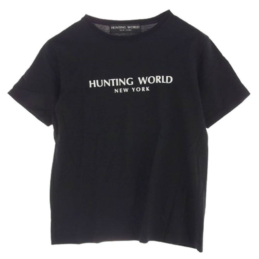 HUNTING WORLD ハンティングワールド ロゴプリント 半袖  Tシャツ ブラック系 L4【中古】