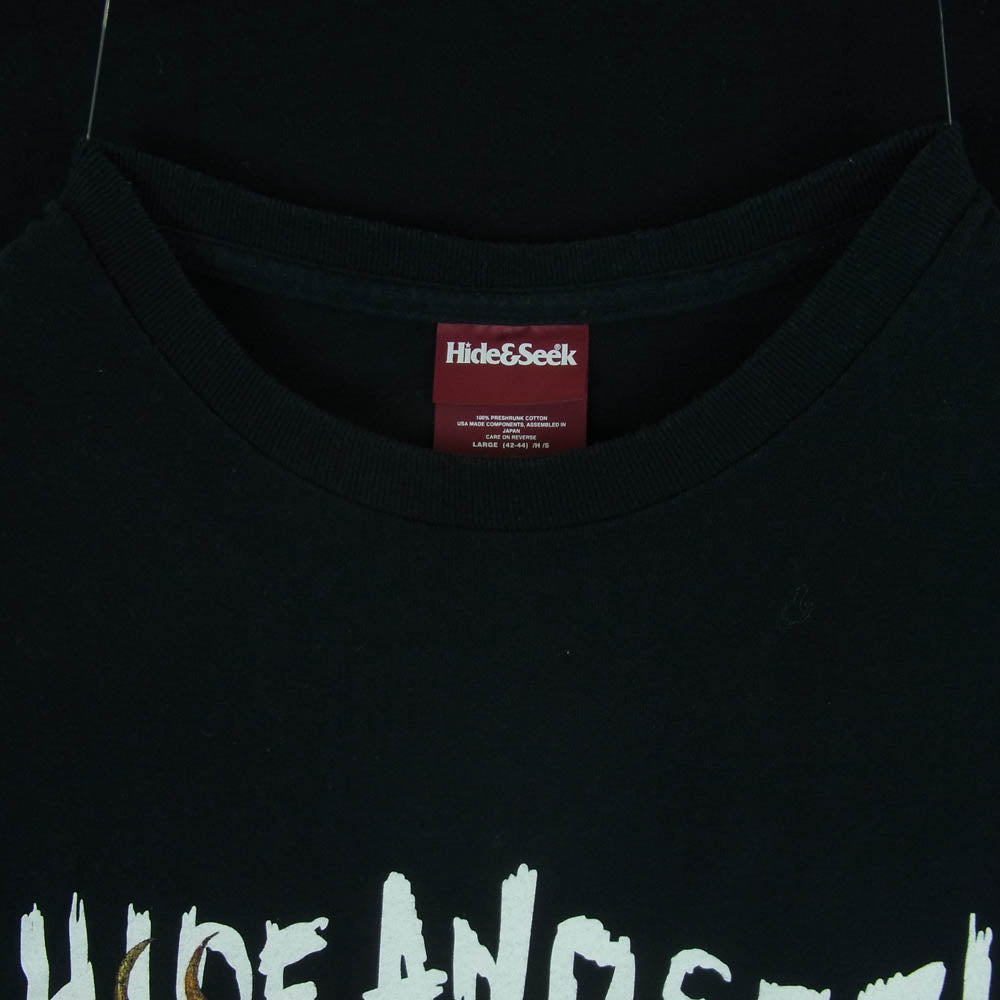HideandSeek ハイドアンドシーク EAGLE S/S TEE イーグル プリント 半袖 Tシャツ コットン ブラック系 L【中古】