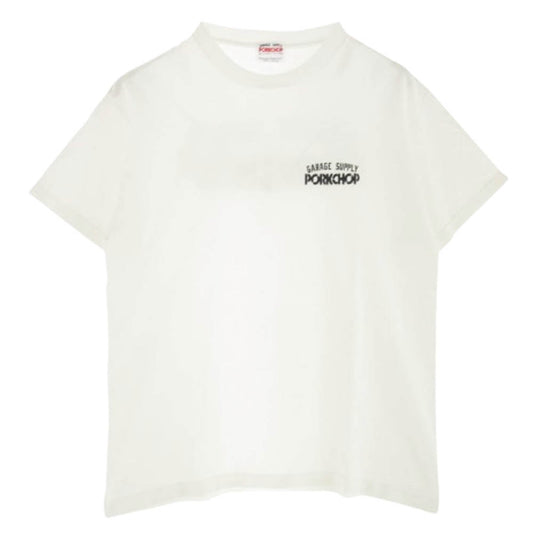 PORKCHOP ポークチョップ GARAGE SUPPLY ガレージサプライ ロゴプリント 半袖 Tシャツ ホワイト系 L【中古】