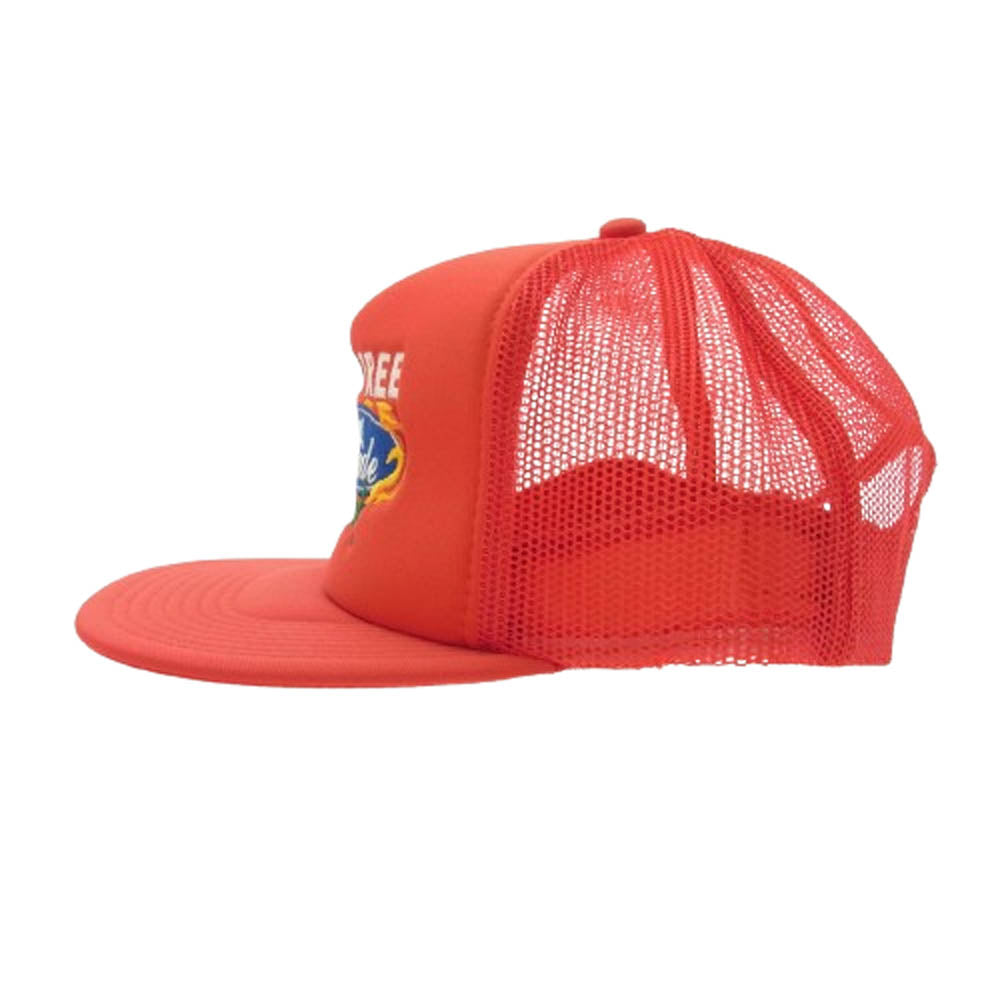 HideandSeek ハイドアンドシーク BORN FREE tracker cap ロゴ刺繍 メッシュ切替 トラッカーキャップ 帽子 レッド系【新古品】【未使用】【中古】