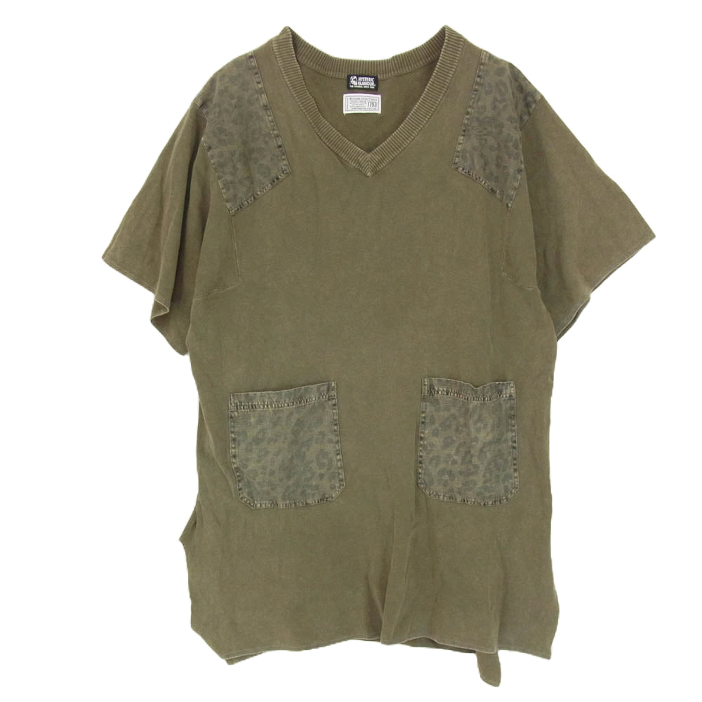 HYSTERIC GLAMOUR ヒステリックグラマー 01182NO01 ポケットデザイン レオパード 半袖 ワンピース カーキ系 FREE【中古】