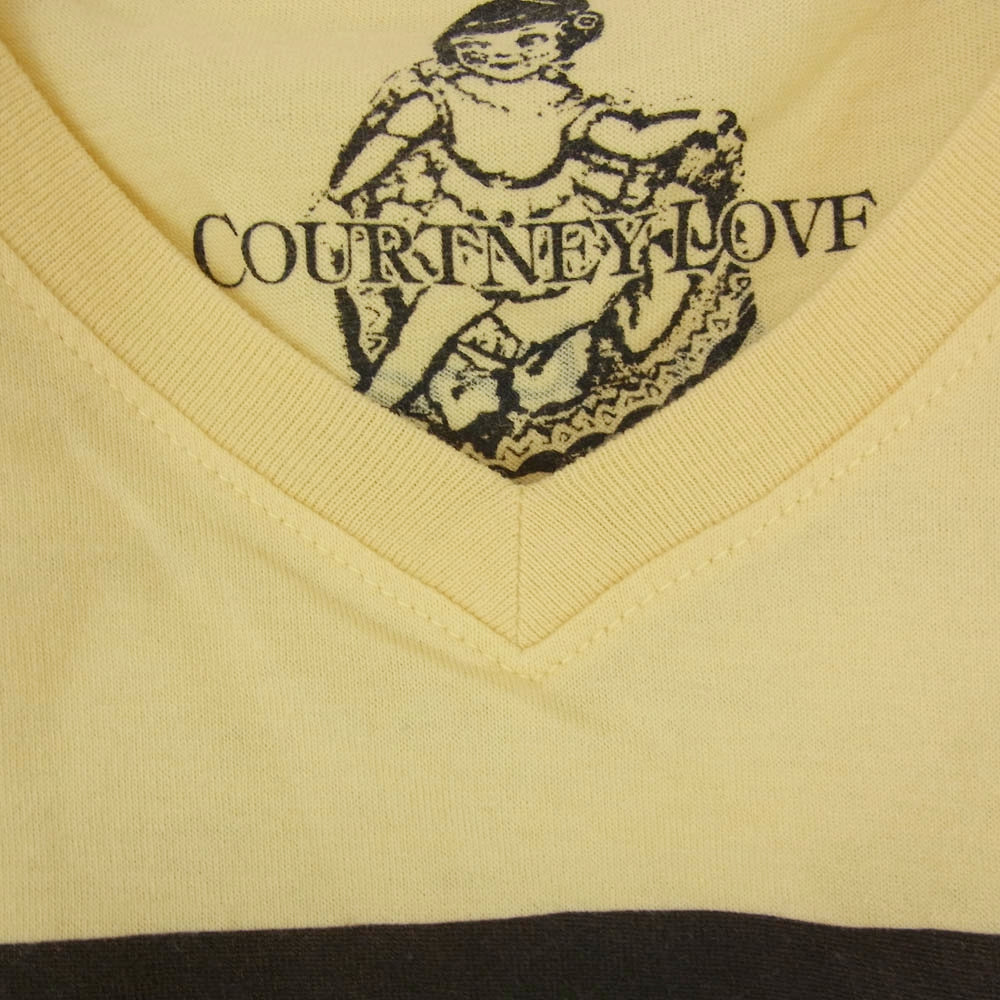 HYSTERIC GLAMOUR ヒステリックグラマー 0241CT23 COURTNEY LOVE コートニーラブ フォトプリント 半袖 Vネック Tシャツ カットソー イエロー系 S【中古】