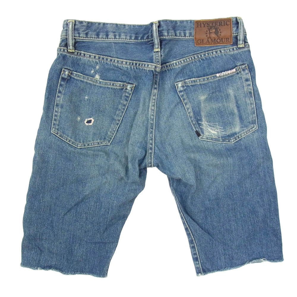 HYSTERIC GLAMOUR ヒステリックグラマー 0222AM04 CSR加工 デニム ショートパンツ ハーフパンツ インディゴブルー系 30【中古】