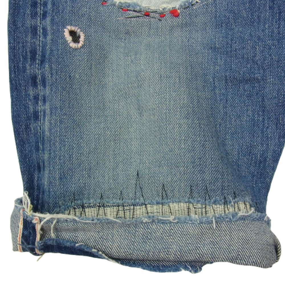 HYSTERIC GLAMOUR ヒステリックグラマー 0222AM04 CSR加工 デニム ショートパンツ ハーフパンツ インディゴブルー系 30【中古】