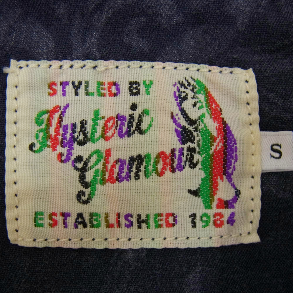 HYSTERIC GLAMOUR ヒステリックグラマー 0261AH11 レーヨン アロハシャツ オープンカラー 半袖 シャツ ネイビー系 S【中古】