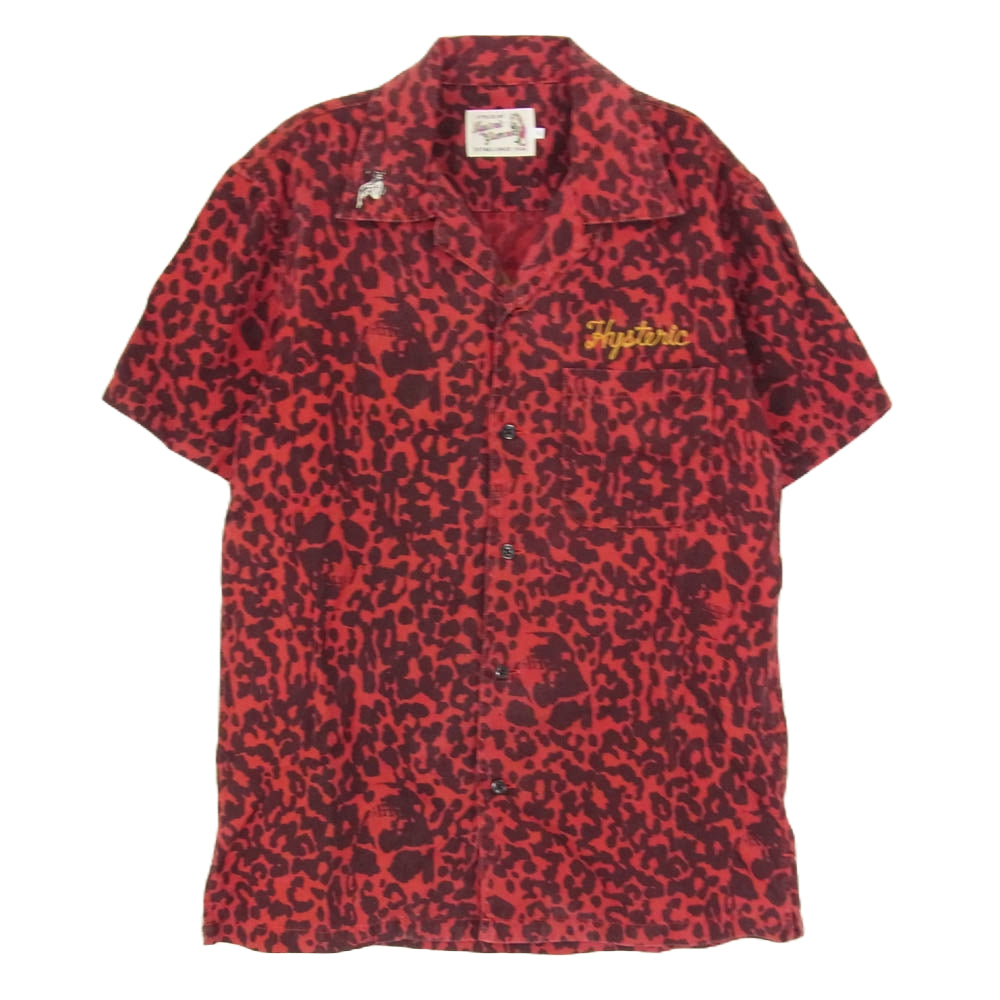 HYSTERIC GLAMOUR ヒステリックグラマー 0261AH09 スカルレオパード柄  アロハシャツ オープンカラー 半袖 シャツ レッド系 S【中古】