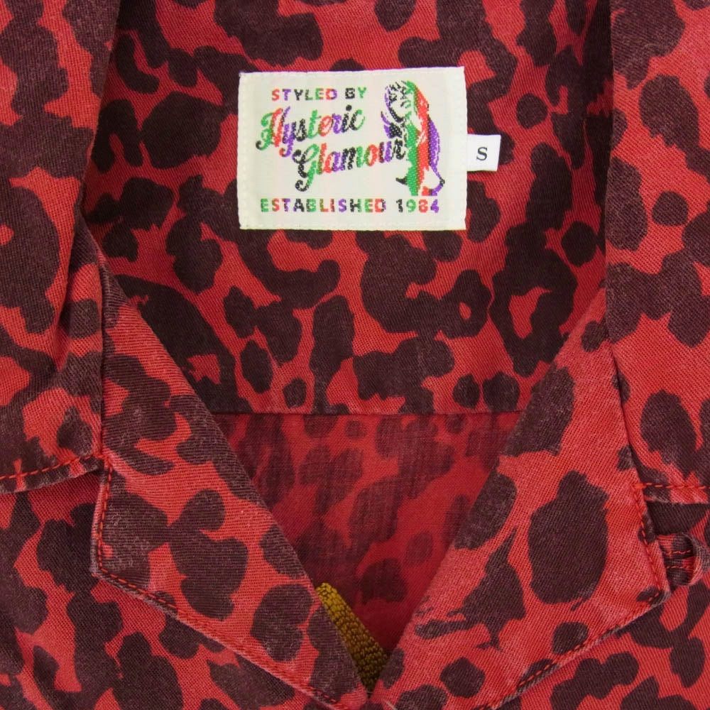 HYSTERIC GLAMOUR ヒステリックグラマー 0261AH09 スカルレオパード柄  アロハシャツ オープンカラー 半袖 シャツ レッド系 S【中古】