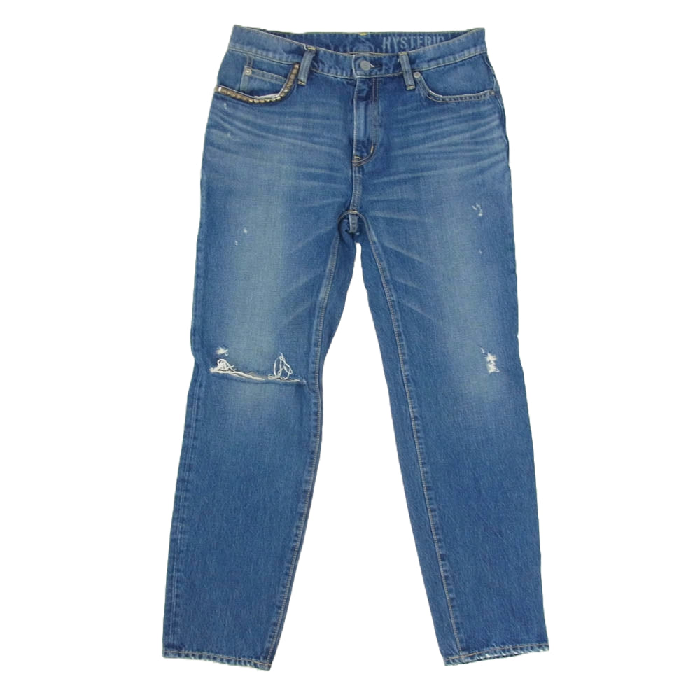 HYSTERIC GLAMOUR ヒステリックグラマー 01181AP05 ISKO スタッズポケット デニム ストレート パンツ インディゴブルー系 28【中古】