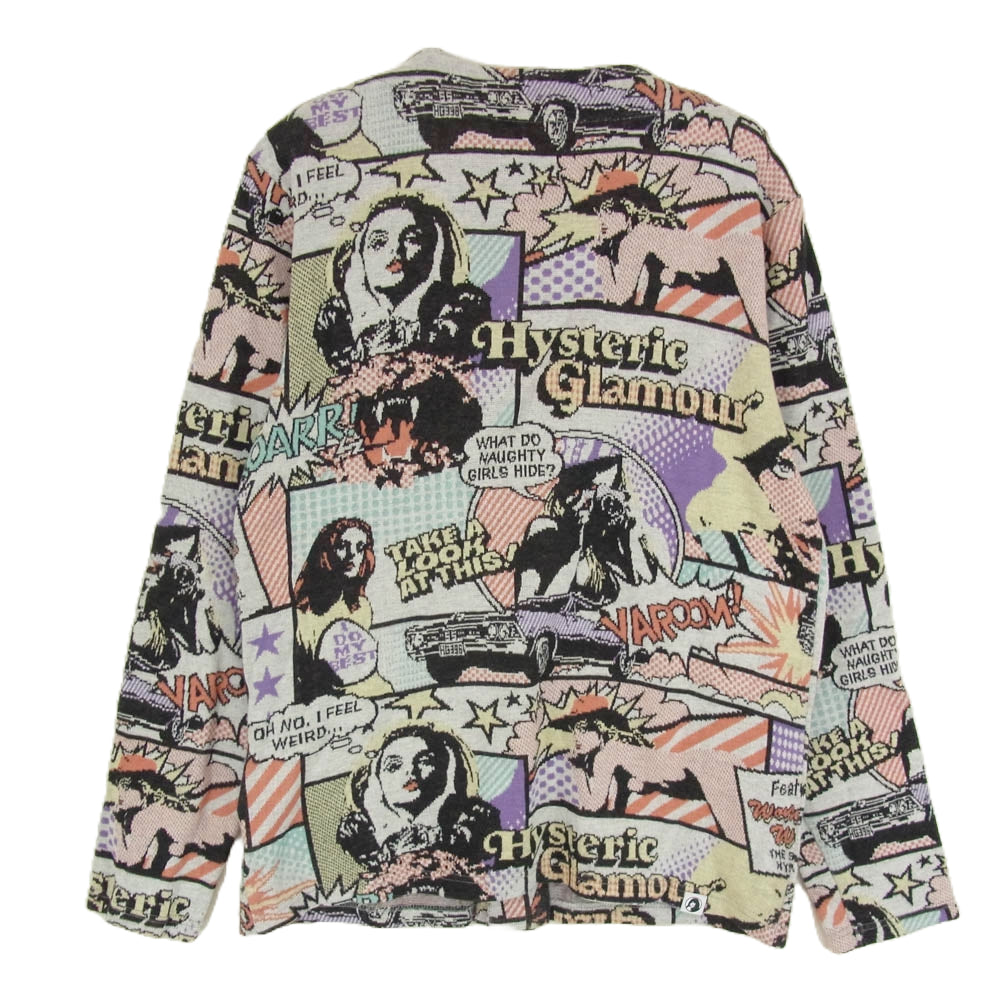 HYSTERIC GLAMOUR ヒステリックグラマー 0243CD03 アメコミ風 総柄 カーディガン マルチカラー系 S【中古】