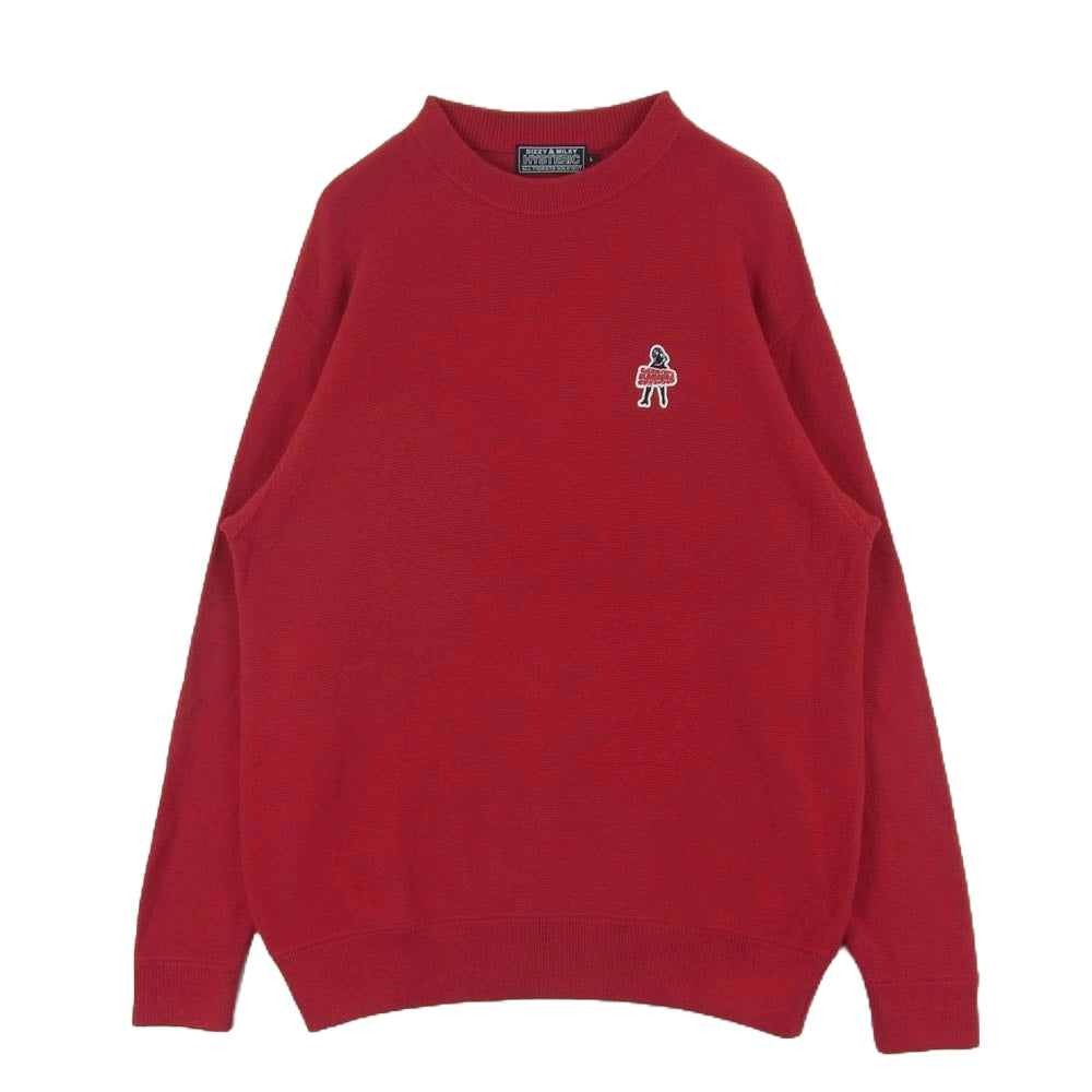 HYSTERIC GLAMOUR ヒステリックグラマー 02233NS05 VIXEN GIRL ビクセンガール 刺繍 ワッペン クルーネック ニット セーター レッド系 L【中古】