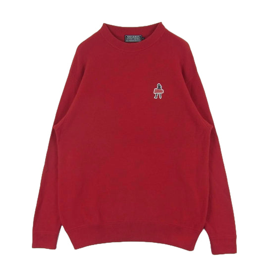 HYSTERIC GLAMOUR ヒステリックグラマー 02233NS05 VIXEN GIRL ビクセンガール 刺繍 ワッペン クルーネック ニット セーター レッド系 L【中古】
