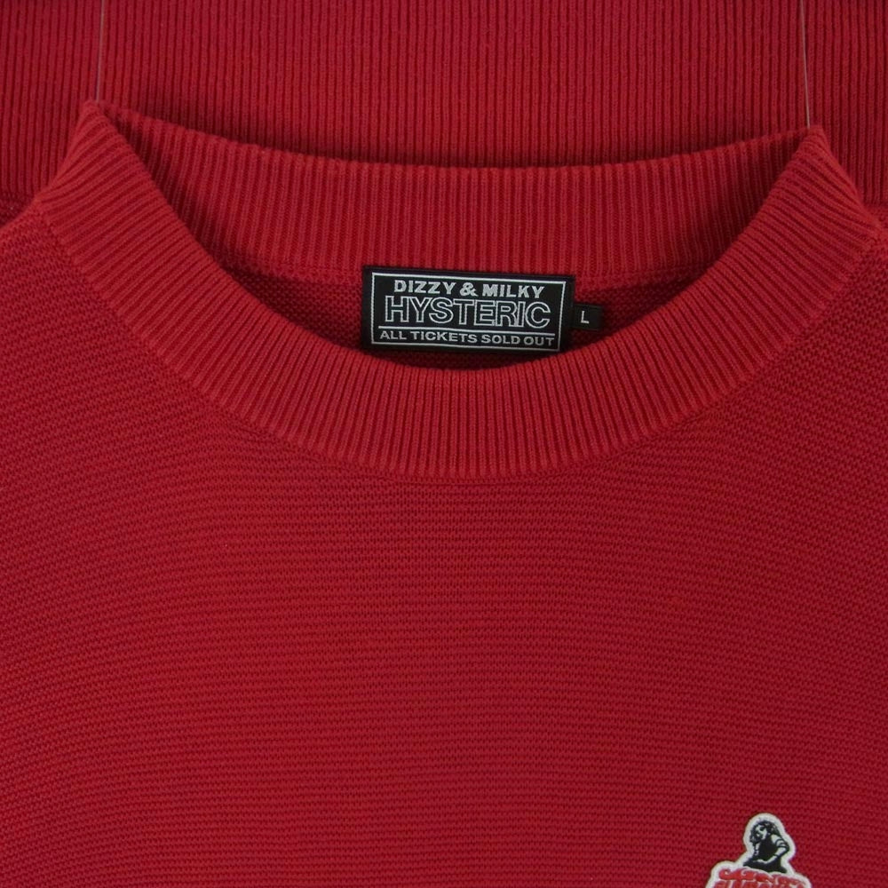 HYSTERIC GLAMOUR ヒステリックグラマー 02233NS05 VIXEN GIRL ビクセンガール 刺繍 ワッペン クルーネック ニット セーター レッド系 L【中古】