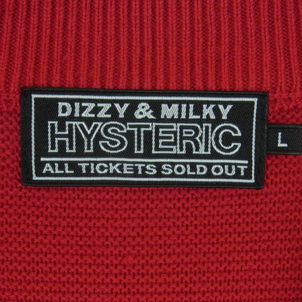 HYSTERIC GLAMOUR ヒステリックグラマー 02233NS05 VIXEN GIRL ビクセンガール 刺繍 ワッペン クルーネック ニット セーター レッド系 L【中古】