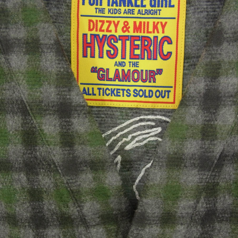 HYSTERIC GLAMOUR ヒステリックグラマー 01233CD01 VIXEN GIRL ビクセンガール 刺繍 オーバーサイズ カーディガン カーキ系 FREE【中古】