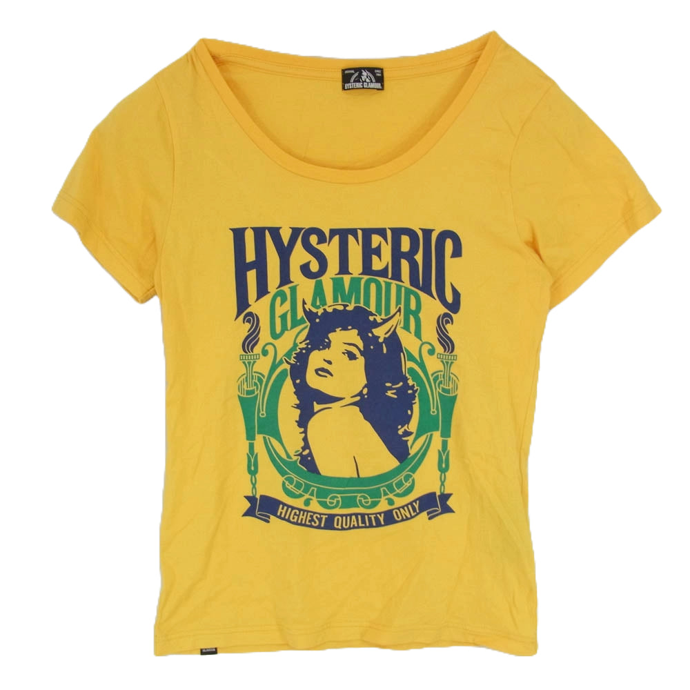 HYSTERIC GLAMOUR ヒステリックグラマー 0161CT02 CLASSIC EMBLEM pt T-SH デビルガール クラシック エンブレム 半袖 Tシャツ イエロー系 FREE【中古】