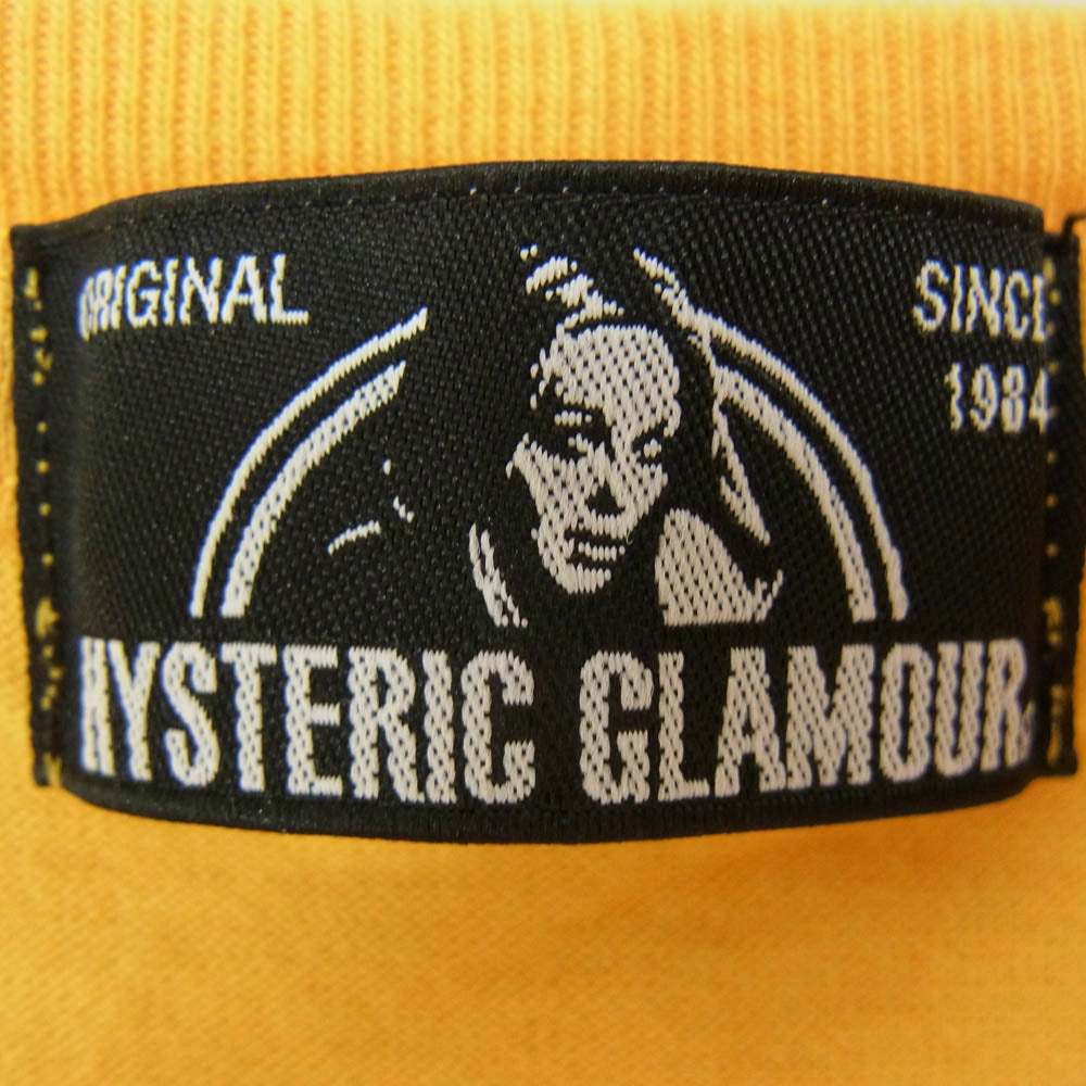 HYSTERIC GLAMOUR ヒステリックグラマー 0161CT02 CLASSIC EMBLEM pt T-SH デビルガール クラシック エンブレム 半袖 Tシャツ イエロー系 FREE【中古】