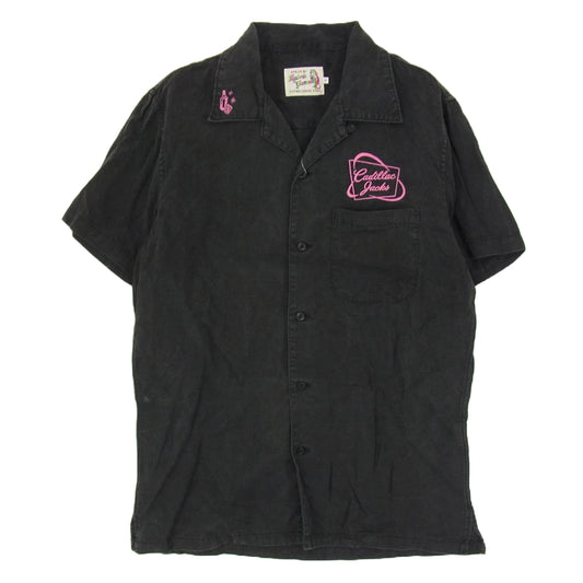 HYSTERIC GLAMOUR ヒステリックグラマー 16SS 0261AH15 野口強 Cadillac Jacks 刺繍 ボーリング レーヨン オープンカラー 半袖 シャツ ブラック系 S【中古】