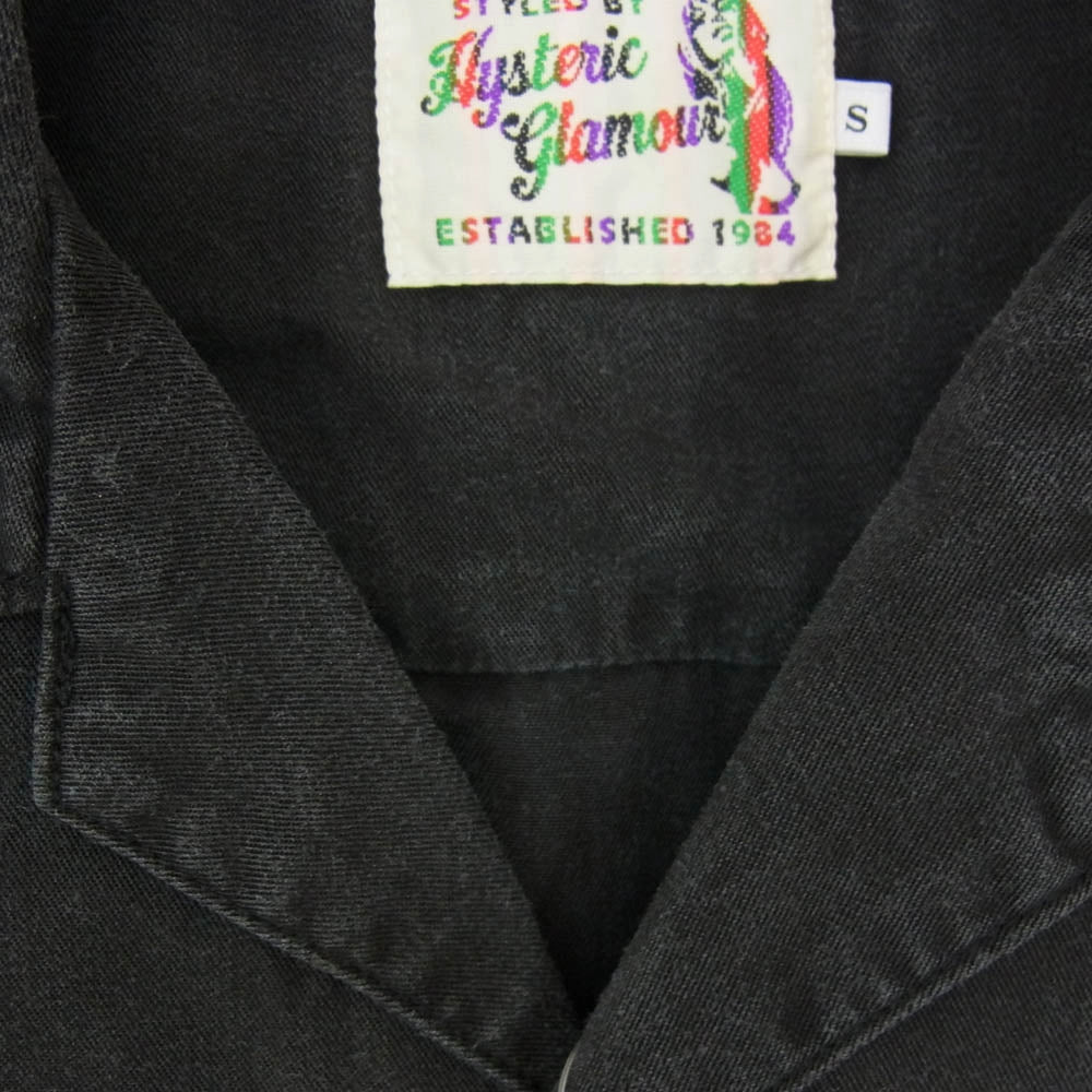 HYSTERIC GLAMOUR ヒステリックグラマー 16SS 0261AH15 野口強 Cadillac Jacks 刺繍 ボーリング レーヨン オープンカラー 半袖 シャツ ブラック系 S【中古】