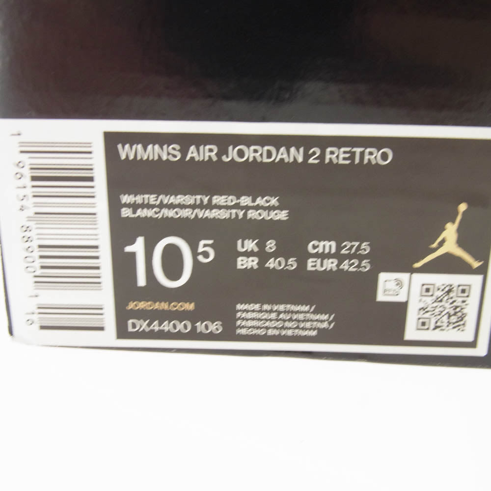 NIKE ナイキ DX4400 106 2022 Women's Air Jordan2 Chicago ウィメンズ エアジョーダン2 シカゴ ハイカット スニーカー ホワイト系 27.5cm【新古品】【未使用】【中古】