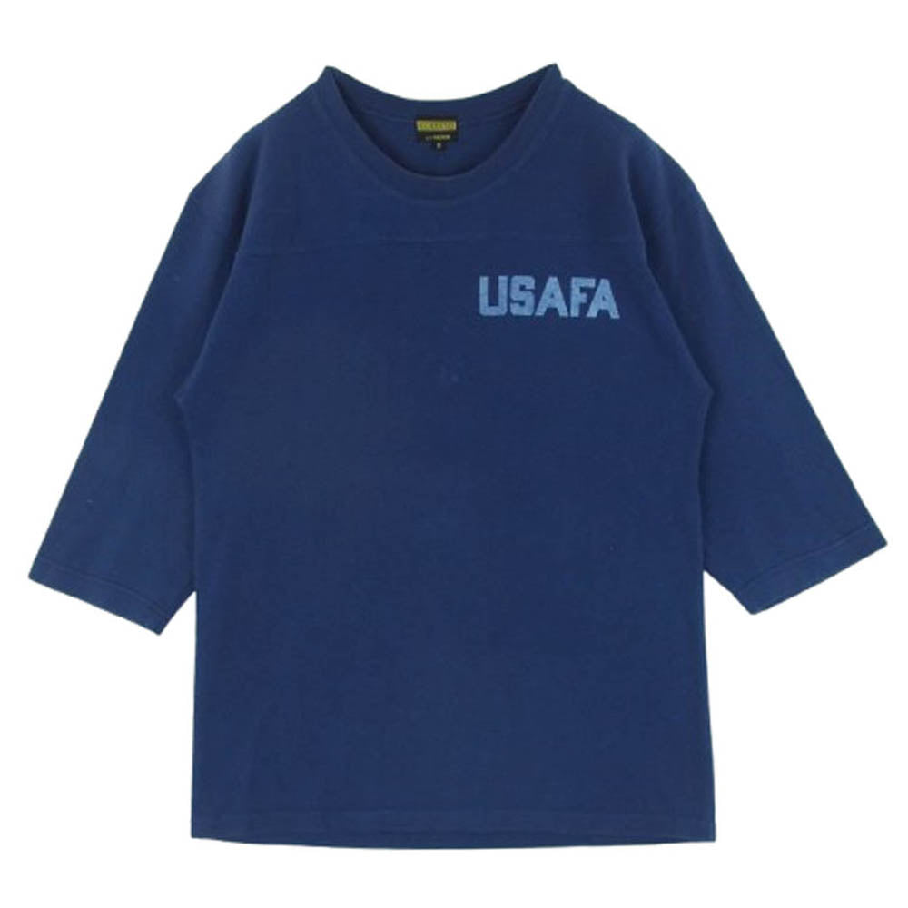 Pherrow's フェローズ c.c.masters USAFA 半袖 七分丈 Tシャツ コットン 日本製 ネイビー系 S【中古】