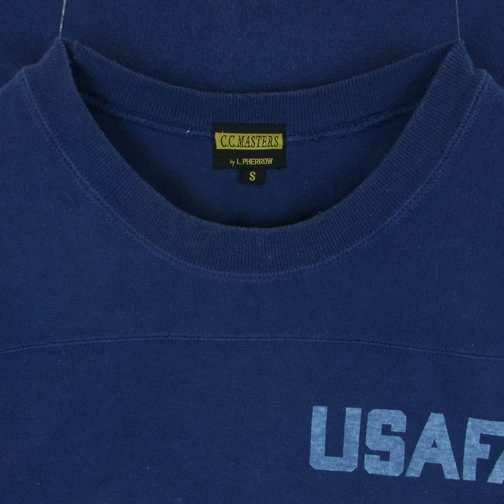 Pherrow's フェローズ c.c.masters USAFA 半袖 七分丈 Tシャツ コットン 日本製 ネイビー系 S【中古】