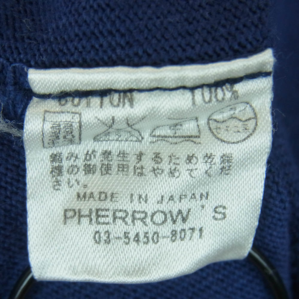 Pherrow's フェローズ c.c.masters USAFA 半袖 七分丈 Tシャツ コットン 日本製 ネイビー系 S【中古】