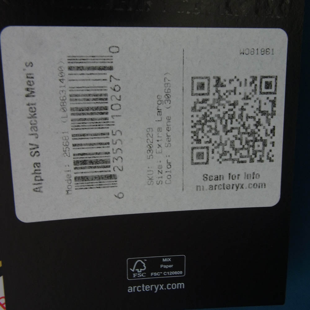ARC'TERYX アークテリクス X000004714 Alpha SV Jacket GORE-TEX アルファ SV ジャケット ゴアテックス SERENE XL ブルー系 XL【新古品】【未使用】【中古】