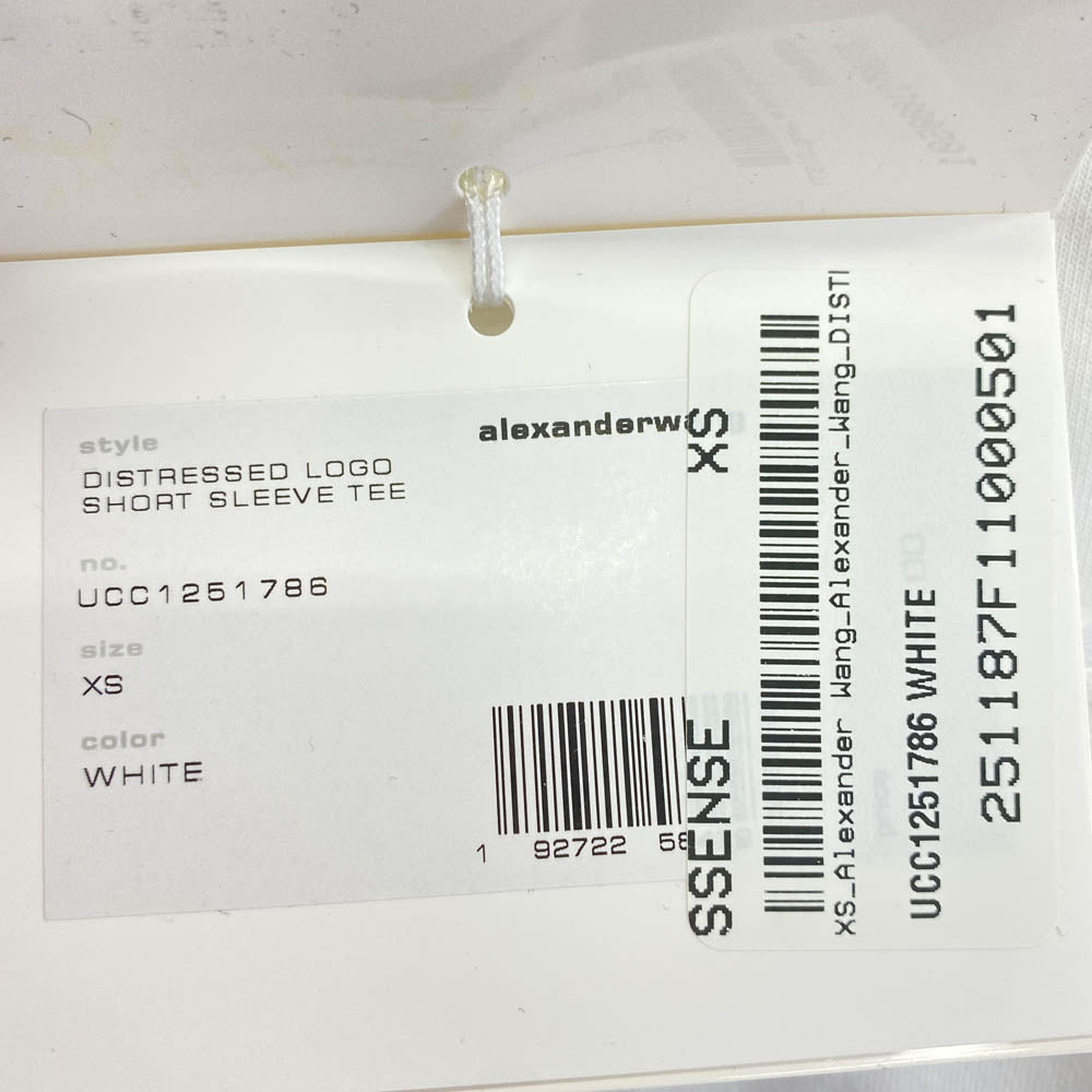 Alexander Wang アレキサンダーワン UCC1251786 alexanderwang.t DISTRESSED LOGO TEE ダメージ加工 ロゴ Tシャツ ホワイト ホワイト系 XS【新古品】【未使用】【中古】